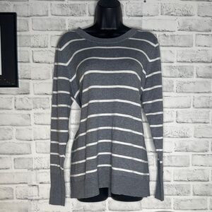 NWOT Kim Rogers Gray & White Knit Sweater, Medium